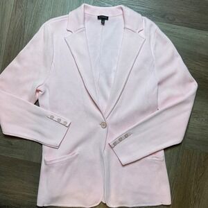 Talbots Womens Knit Blazer Pink L One Button Preppy Coquette Love Shack Classy